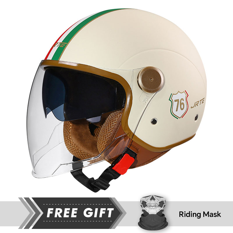 Motorcycle Gear Store - DOT ECE-zugelassener Retro-3/4-Motorradhelm mit offenem Gesicht,