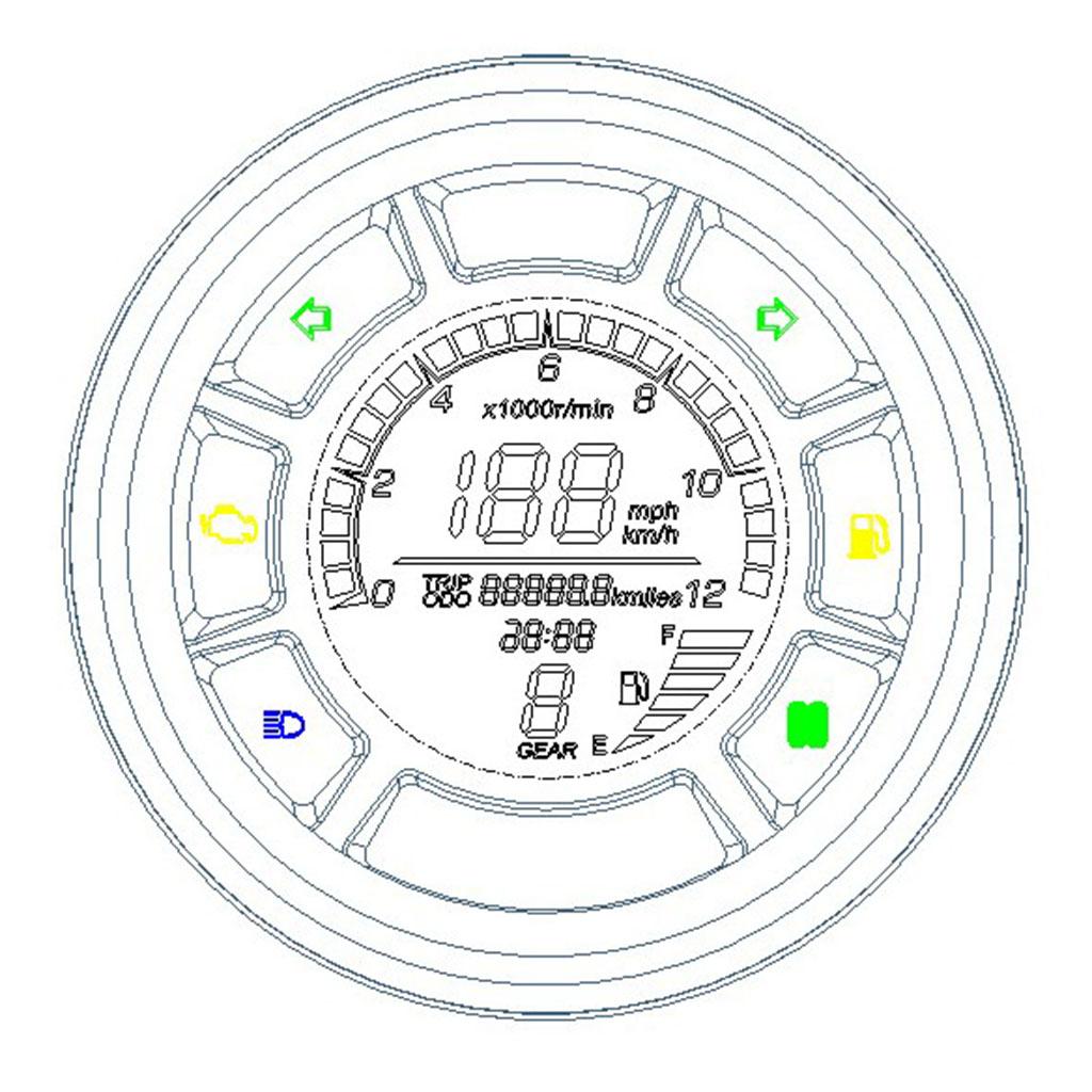 Motorcycle Gear Display - Wasserdichter digitaler Motorrad-Tachometer und Geschwindigkeitsanzeige 0