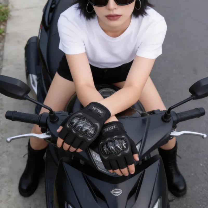 Xxl Motorcycle Gear - VEMAR Halbfinger-Motorradhandschuhe, Sommer, atmungsaktives Mesh, Hartschalen-Schutzausrüstung,