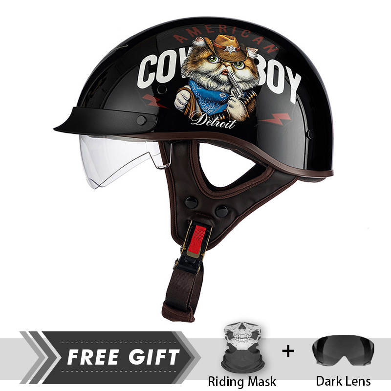 Motorcycle Gear Store - Crash Head piece Half Face Helm