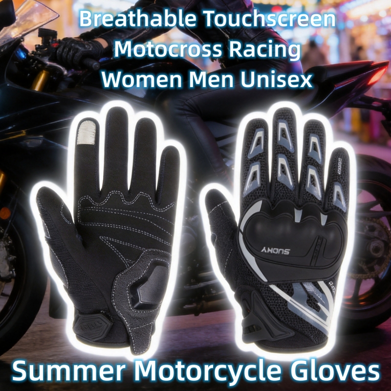 Xxl Motorcycle Gear - SUOMY Sommer-Motorradhandschuhe, Vollfingerhandschuhe, atmungsaktiv, Touchscreen-fähig, rutschfest,