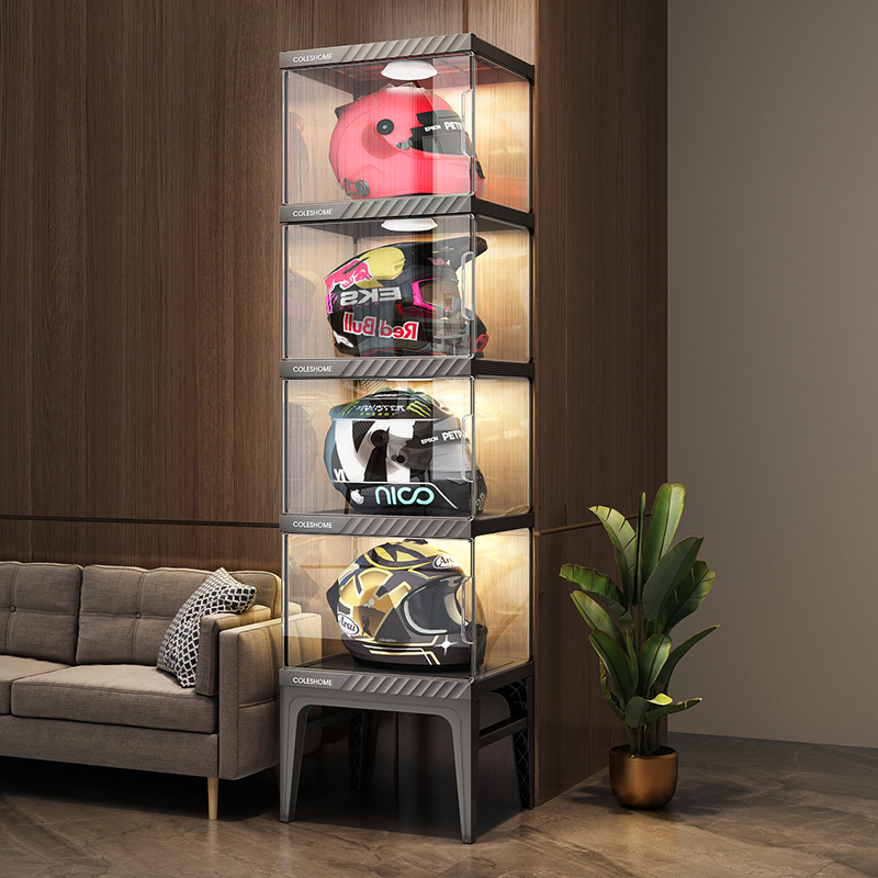 Motorcycle Gear Display Rack - Motorradhelm-Aufbewahrungsschrank, stilvolle Vitrine für Ausrüstung und