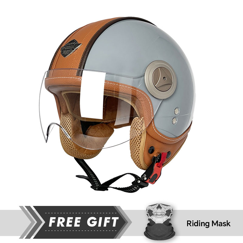 Motorcycle Gear Store - Jethelm, Motorradhelme, Vintage-Stil, DOT-zugelassener Retro-Klassiker, Jethelm,