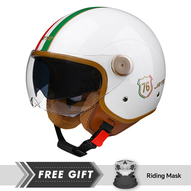 Motorcycle Gear Store - Retro TT&CO CASCOS Motorradhelm, Doppellinse, offenes