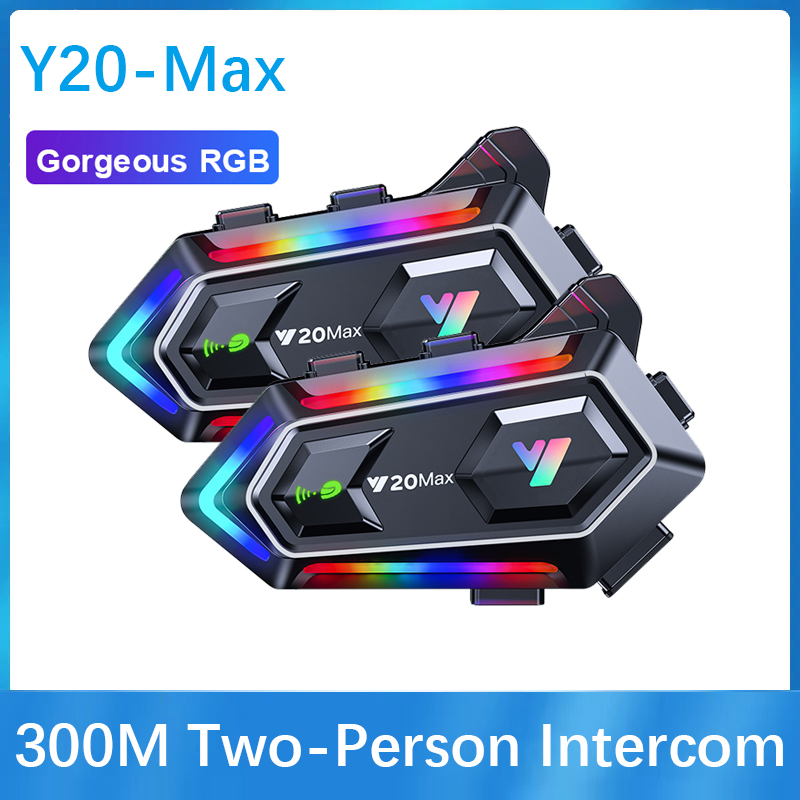 Intercom Headset Helmet - Y20 MAX Motorradhelm Bluetooth-Headset Intercom RGB