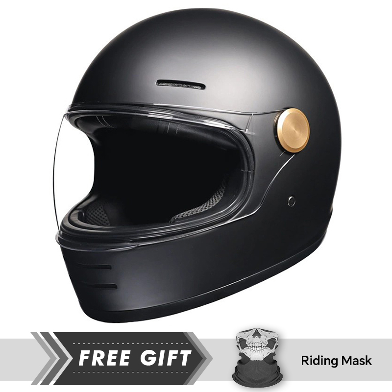 Motorcycle Gear Store - Vintage-Integral-Motorradhelm, Leder-Moto-Vollhelm mit klaren Gläsern, Offroad-Fähigkeiten,