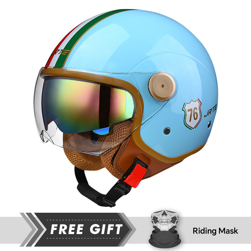 Motorcycle Gear Store - Doppellinsen-Motorradhelme Retro DOT 3/4 offener Halbgesichtshelm