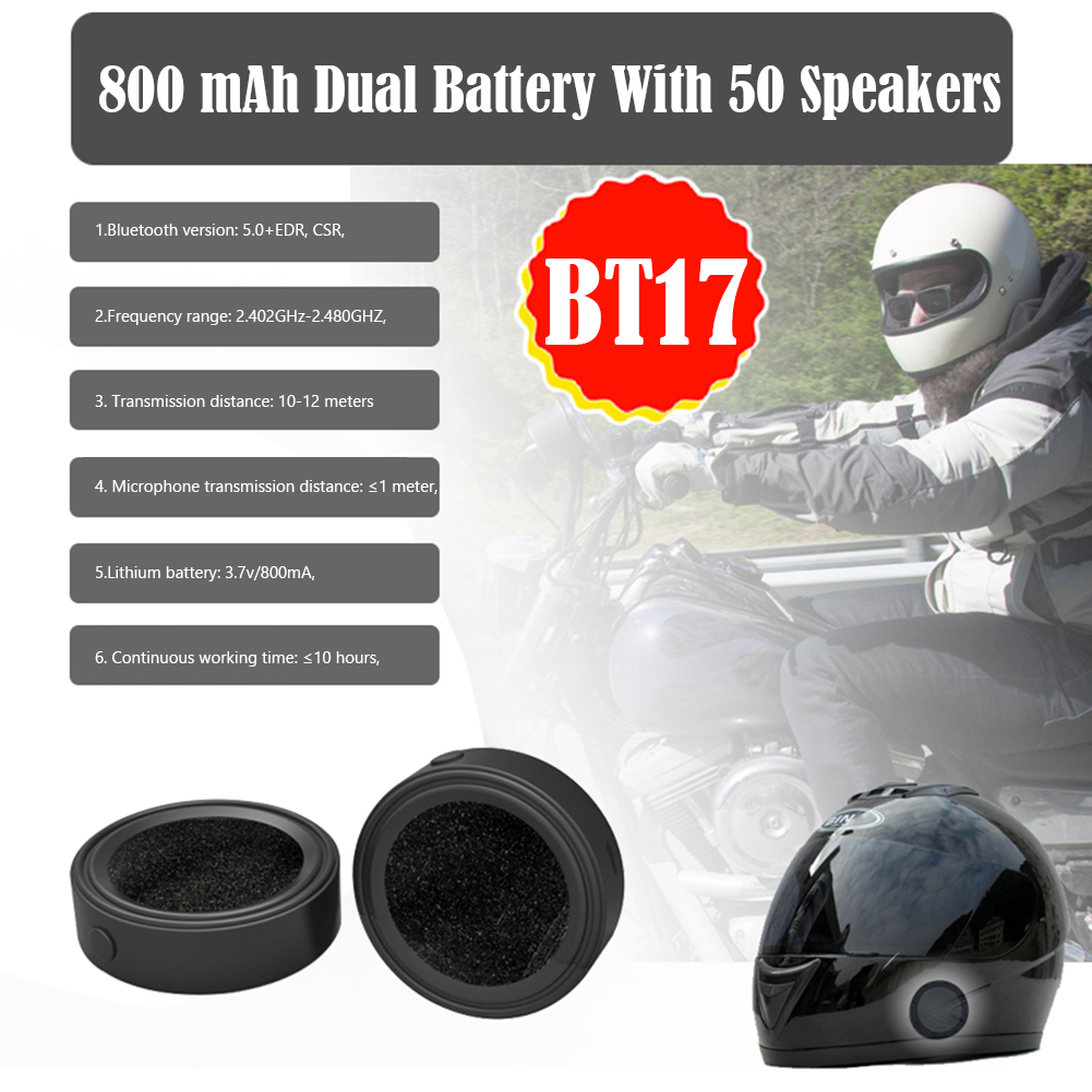 Intercom Headset Helmet - BT17 Freisprech-Bluetooth-kompatibles V5.0 Headset für Motorradhelm-Gegensprechanlage