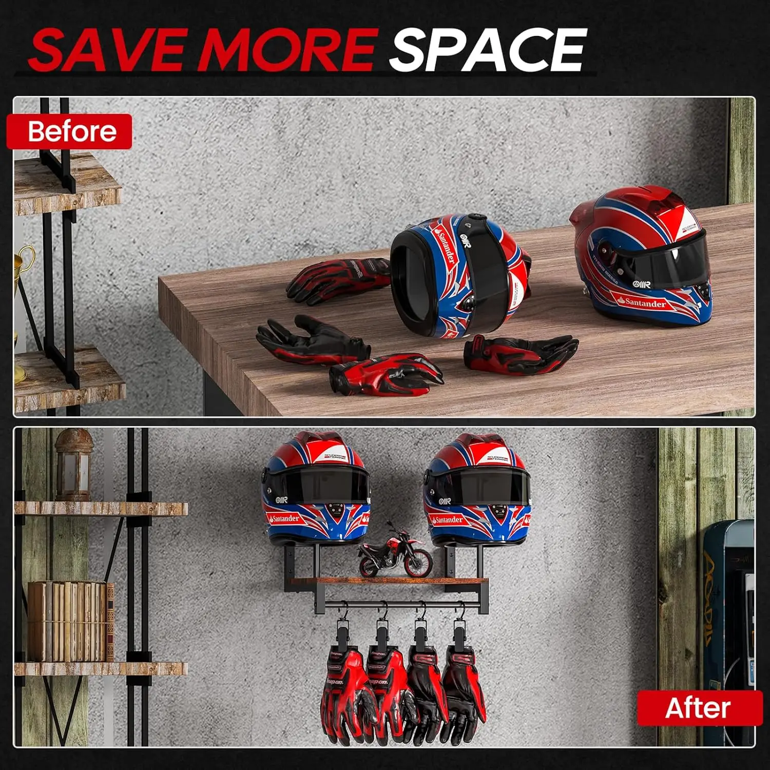 Doppelter Motorradhelmhalter,  – Motorcycle Gear Display Rack Bewertung und Preis